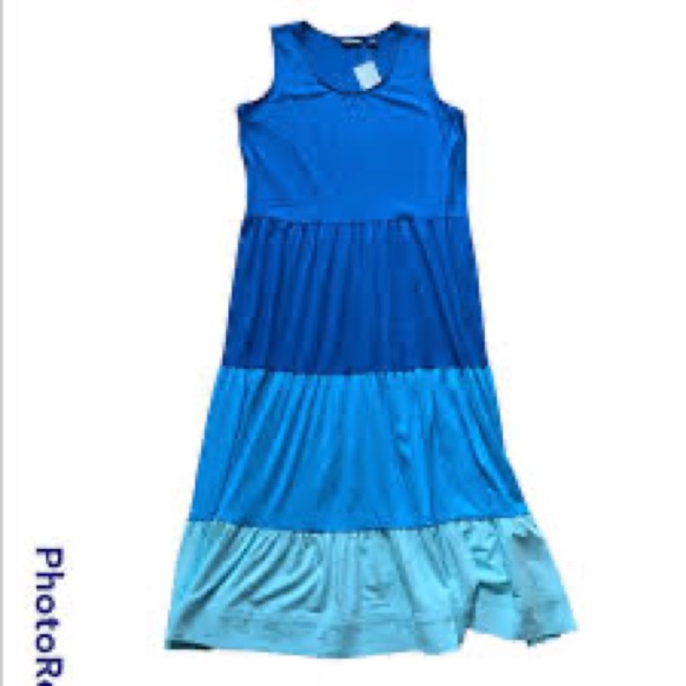 Lands' End Blue Tiered Maxi Dress